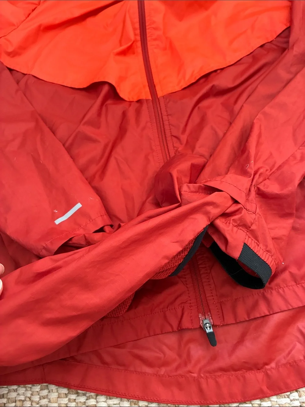 Nike Two-Tone Red & Orange Hooded Windbreaker Jacket
